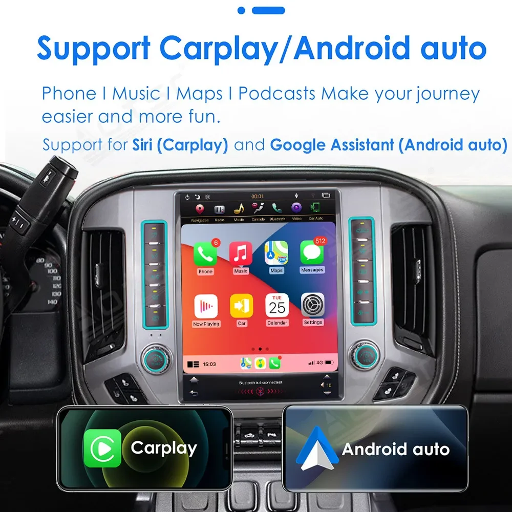 Android Multimedia Stereo Car Radio For Chevrolet Silverado GMC 2015-2018 GPS Navigation Head Unit