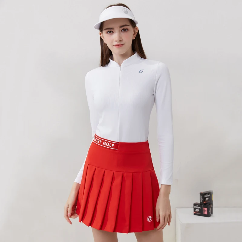 Golfist Golf Women Clothing Autumn Spring Long Sleeve T-shirt Stand Collar Golf Apparel Tennis Athletic Top