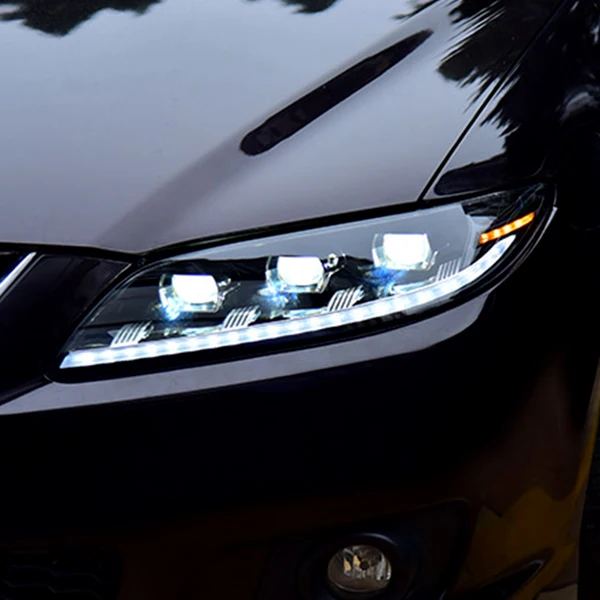 For Mazda 6 LED Daytime Running Light Headlight Assembly 03-15 Model Dual-Lens Modified 6000K Color Temperature H6 Shape 12V