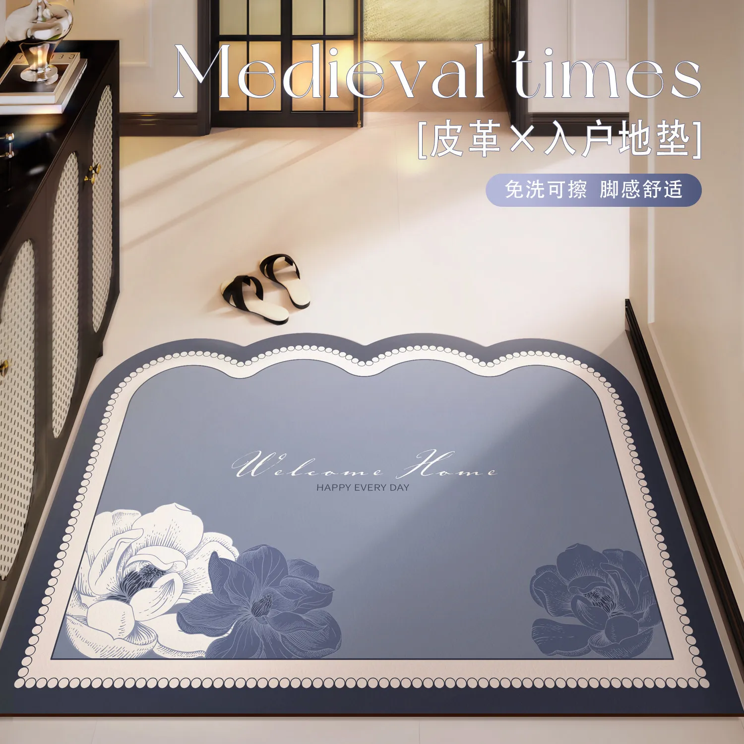 New Premium Leather Entrance Door Mat Washable Wipeable Non Cleaning Entry Rug Cuttable Foyer Floor Carpet For Home Entryway