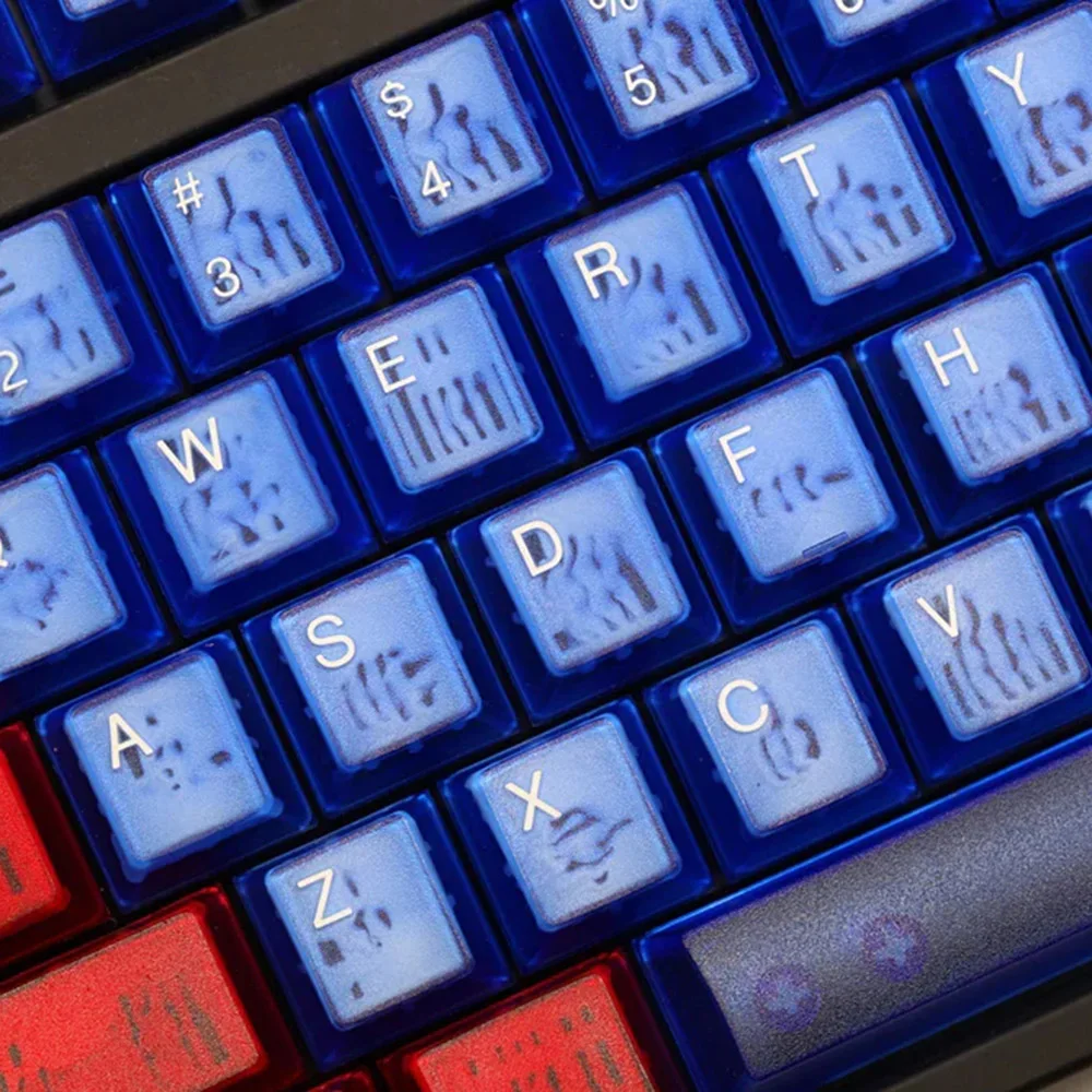 

Blue, red and orange keycaps, selected ABS materials, suitable for customized mechanical keyboards, OEM highly dichroic process