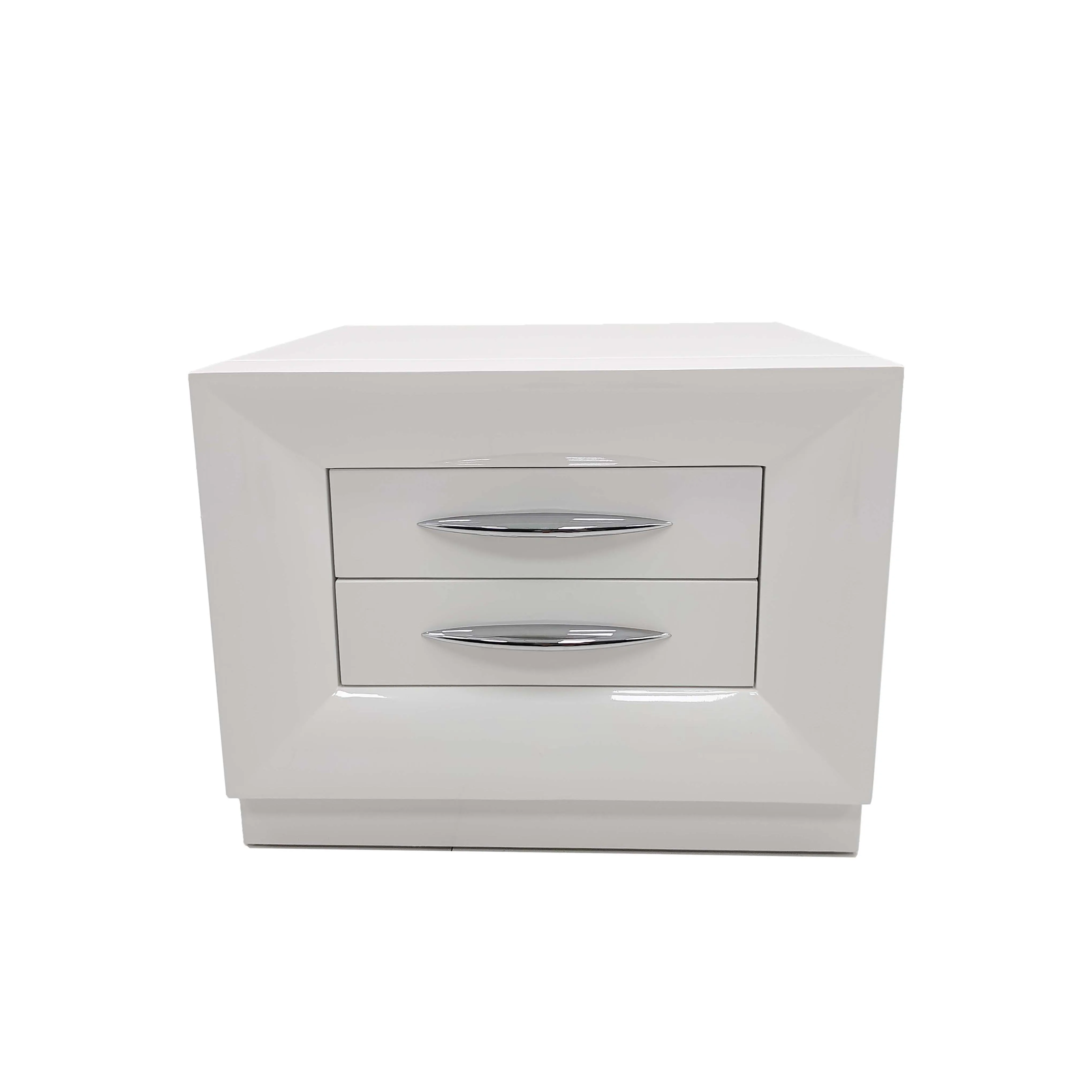 

High-end Simple Shape Luxury Bedside Table Solid Wood Frame Material Handmade White Bedside Table Bedside Table