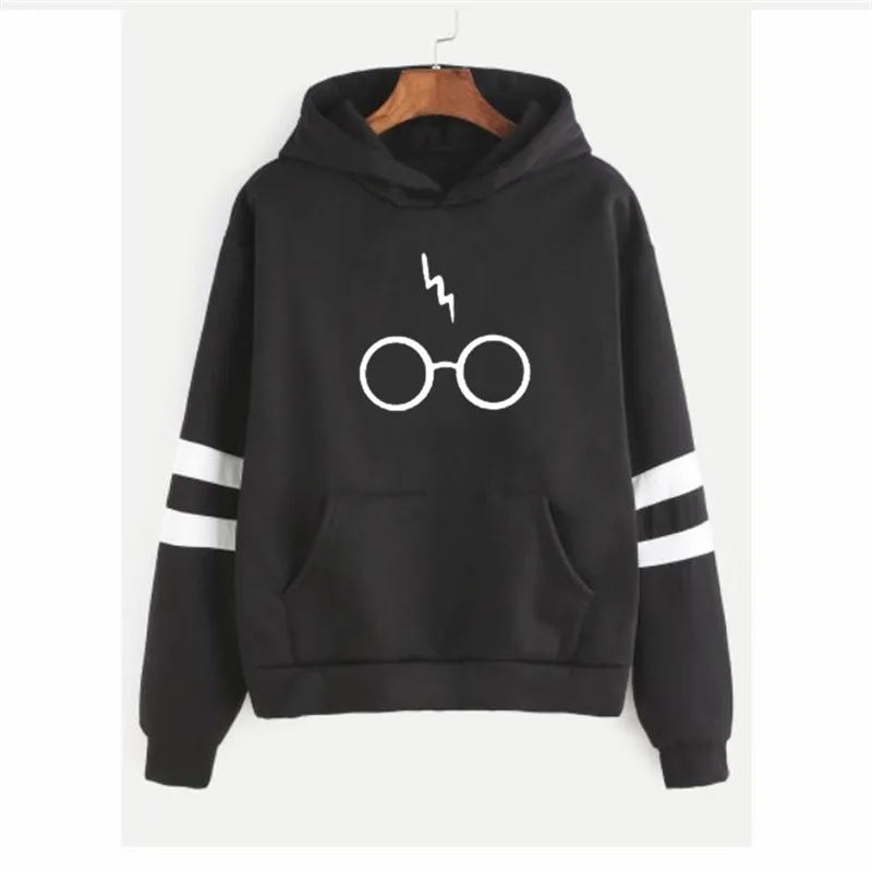 Fashion Casual Hoodies Sweatshirt Women Fleece Warm Hooded Top Harrys Potters Glasses Print Hoodie Sweat Femme Sudadera Mujer