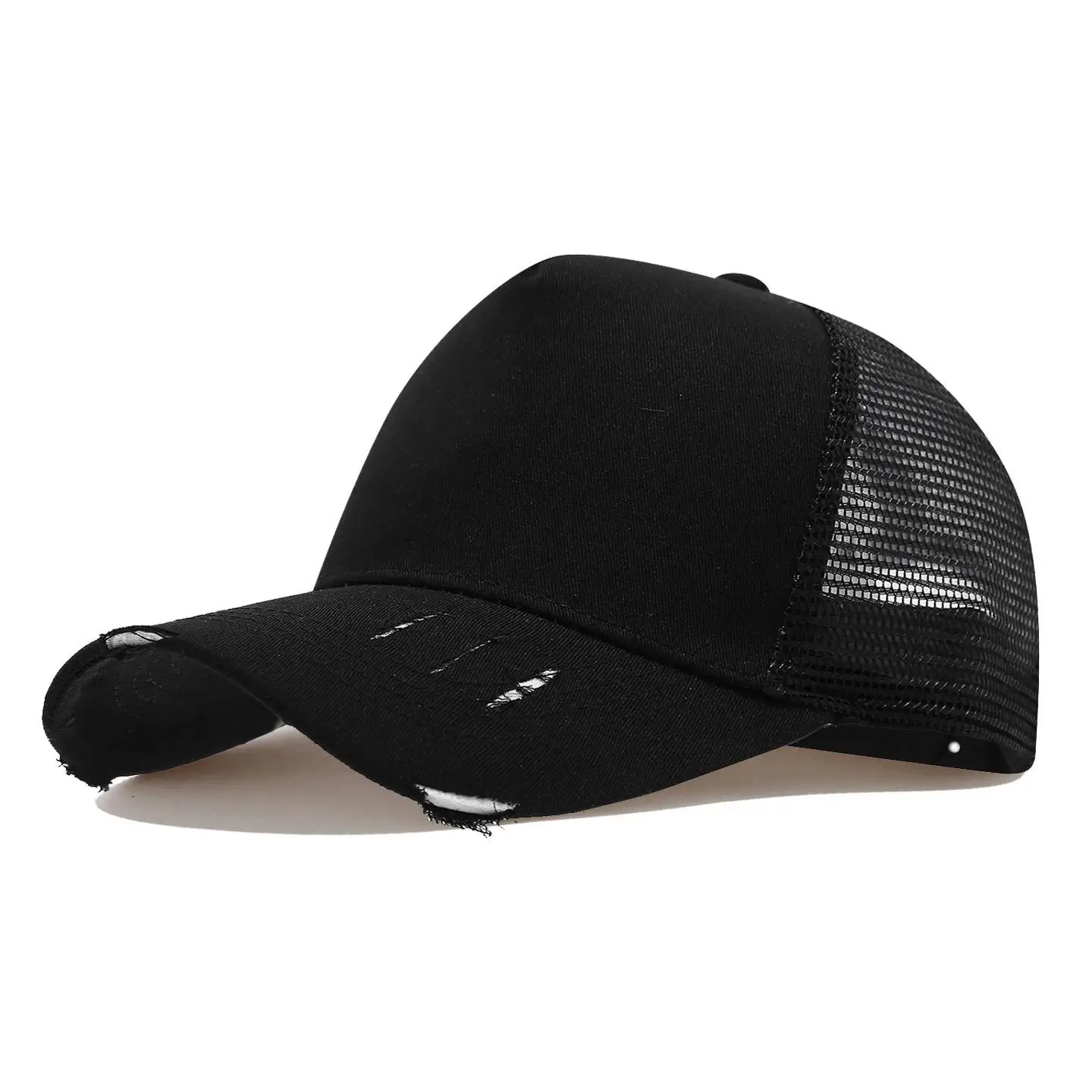 Custom Cap Print With Logo Personalized Design Men Summer Broken Hole Mesh Sunshade Truck Driver Baseball Competition Event Hat view 3