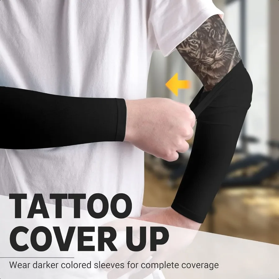 UV Sun Protection Arm Sleeves for Men Women Tattoo Cover Up UPF 50 Cooling Sleeve for Golf Cycling