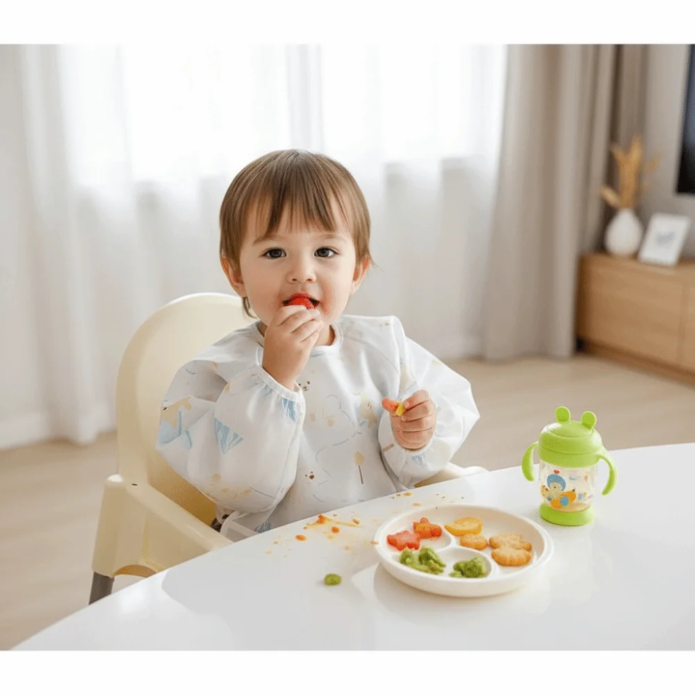 

Cute Cartoon Baby Bibs Soft Material Waterproof Fabric Waterproof Bib Long Sleeve Colorful Design Self Feeding Apron