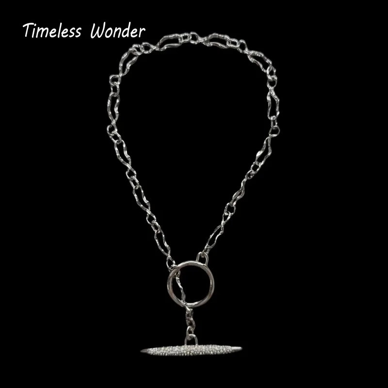 Timeless Wonder Fancy Zircon Bar Geo OT Chain Necklace Women Designer Jewelry Sweet Top Rare Trendy Neat 4612