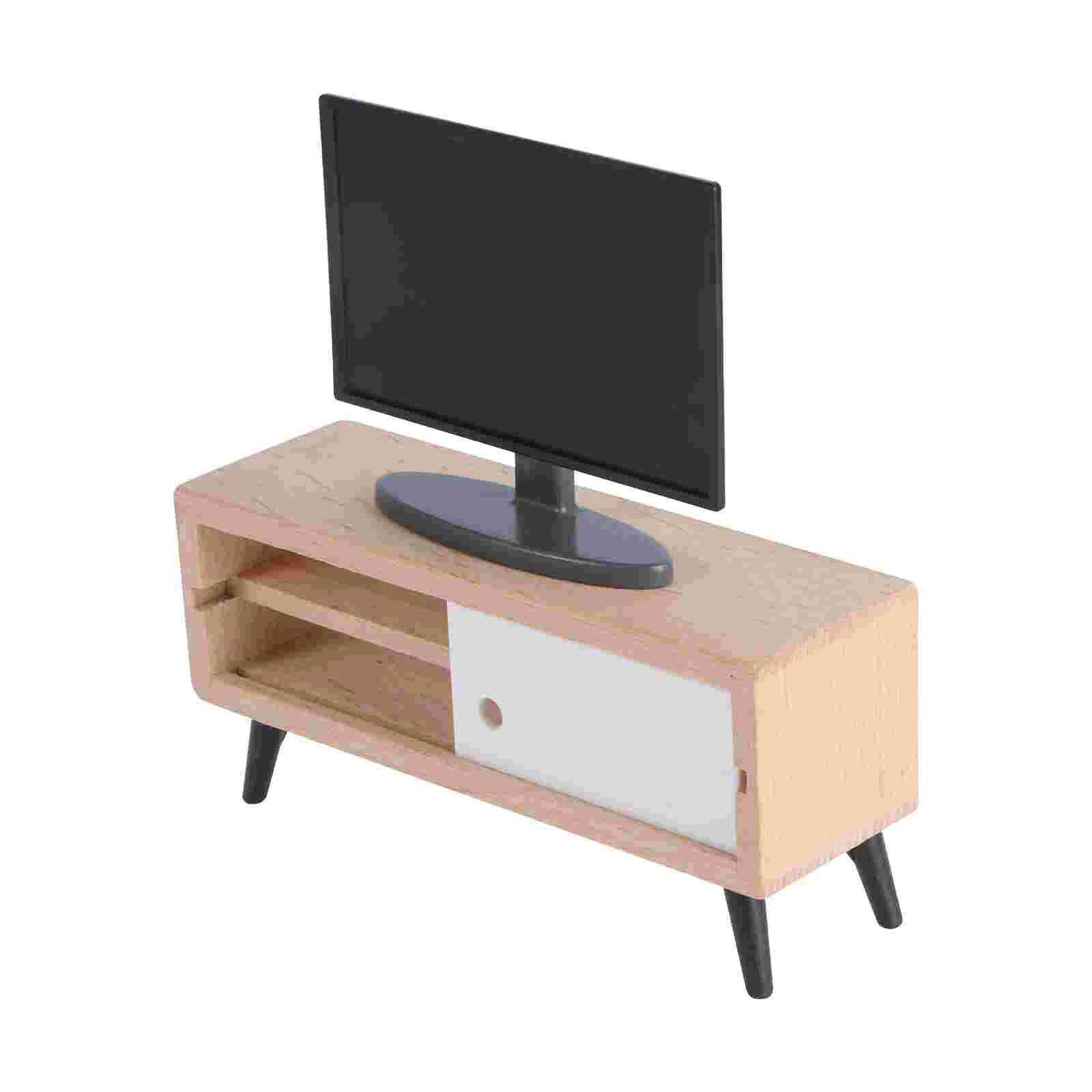 

House Model Decor Mini Television Furniture Accessory Toys Plastic Wood Layout Prop Decorate