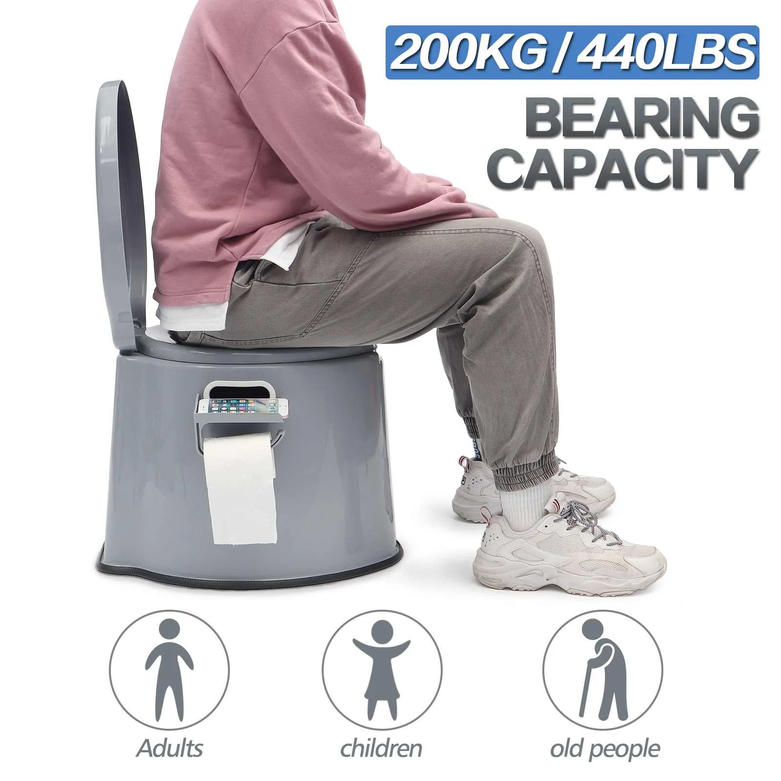 Portable Toilet Squatting Elderly Toilet Stool Pregnant or Disabled Movable Toilet Potty for the Elderly Travel Outdoor Camping