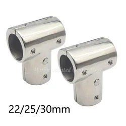 22/25/30mm Stainless Steel 316 Boat Marine Handrail 90 Degree Tee Fitting Rail 3 Way Connector Split for Boat Hand Rail Fitting
