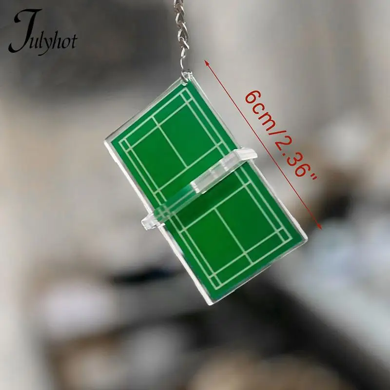 1Pc Creative Badminton Playground Keychain Unisex Metal Tennis Table Tennis Golf Key Holder Sports Athlete Fans Gifts