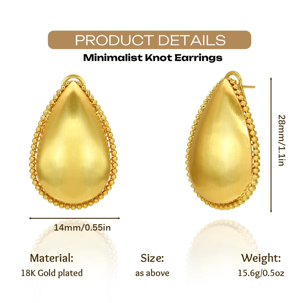 YTJX 18K vergoldete Tropfen-Ohrringe mit Perlenrand, Wassertropfen-Ohrring, afrikanischer Dubai-Ethno-Schmuck für Frauen, Partygeschenk – Detail 1