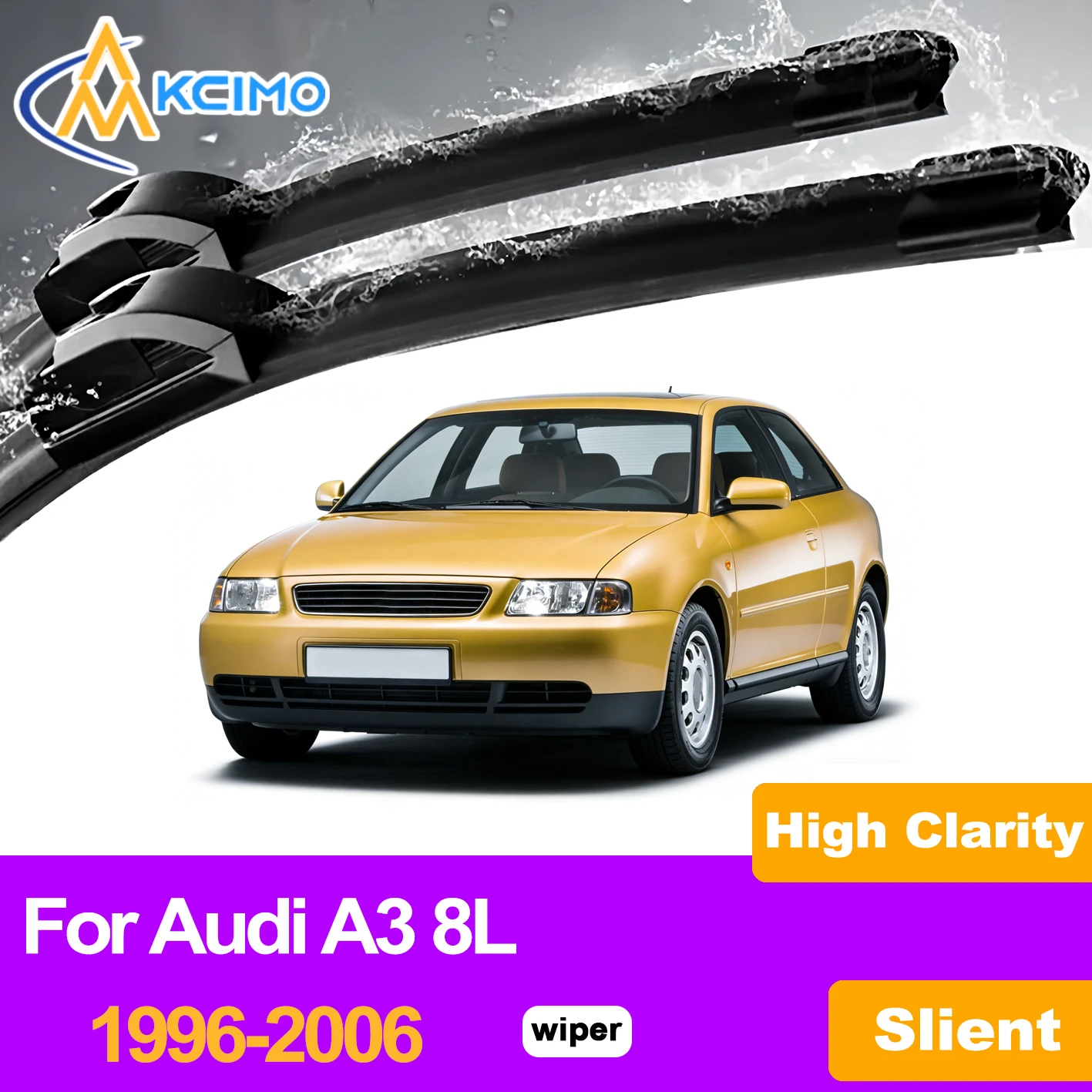 

KCIMO 2PCS Front Windshield Wiper Blades For Audi A3 8L 1996-2006, Natural Rubber High Performance Auto Accessories