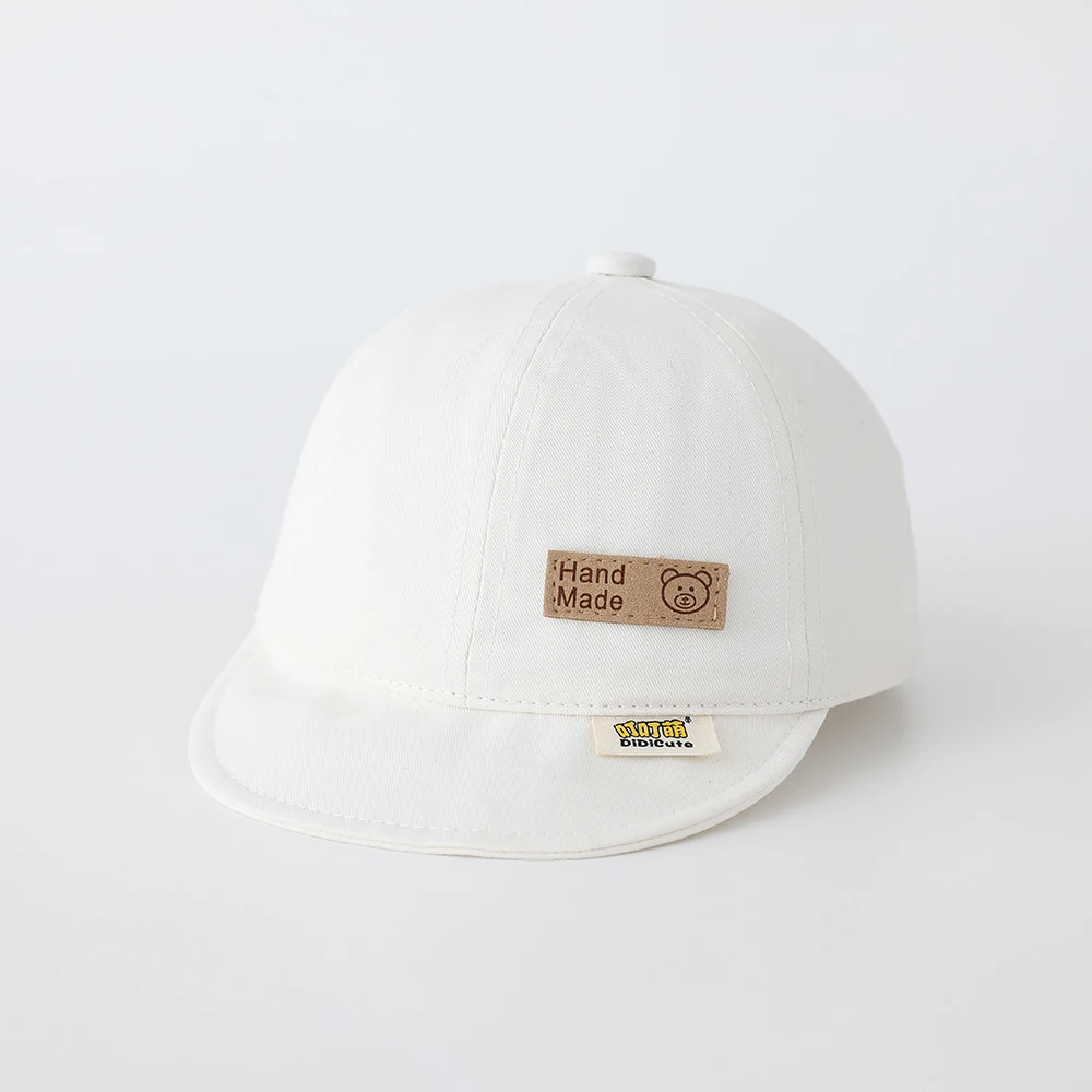 

Children's "Handmade Bear Pattern" Patchwork Baseball Cap, Soft and Comfortable Cotton Flat Brim Casual Sun Hat