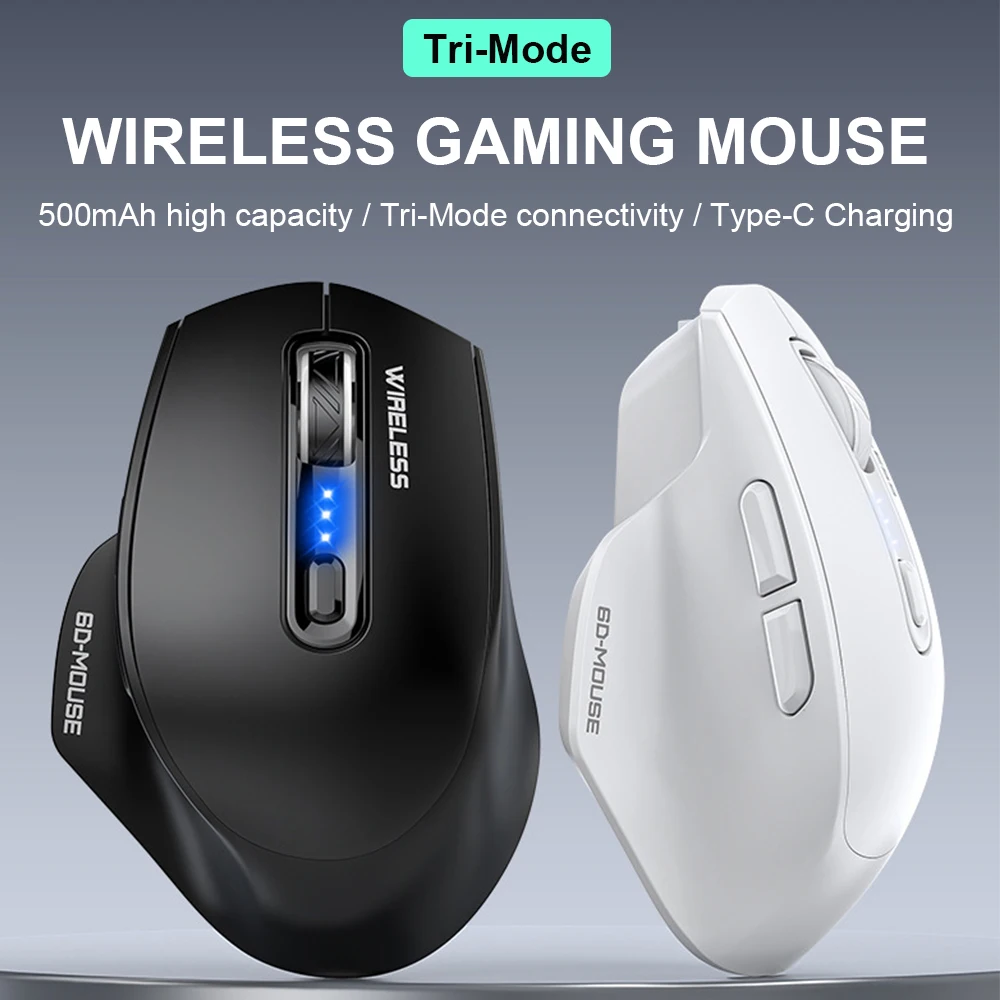 Lefon 2.4G Wireless Bluetooth Mouse 500mAh Rechargeable Ergonomic Mouse 6400DPI Gaming Mice for Gamer Computer Laptop Tablet