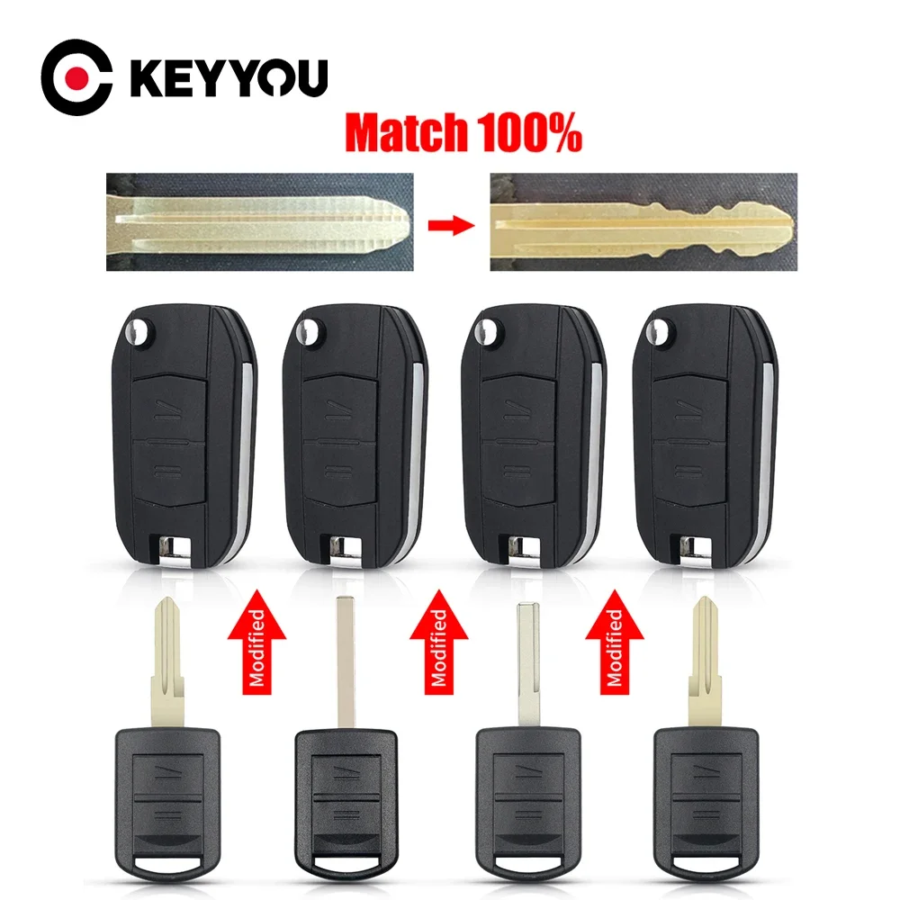 

KEYYOU с режущей услугой, 2-кнопочный откидной чехол для автомобильного ключа, чехол для Opel Vauxhall Corsa C Combo TIGRA B MERIVA A