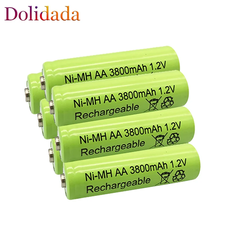 Batteria 1.2v AA 3800mah Ni Mh Bateria 2a batteria ricaricabile per Mp3 lampada a Led fotocamera giocattolo microfono accessori per telecomando