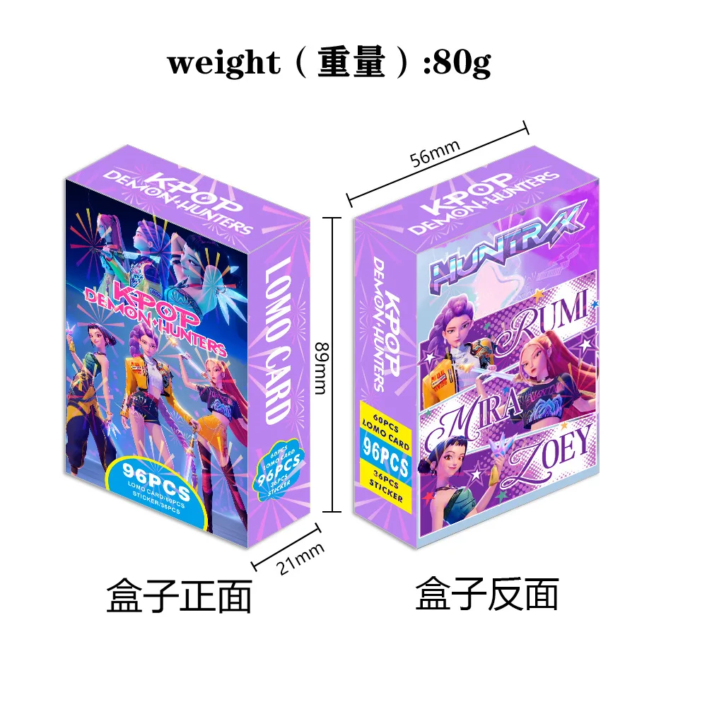 96 ชิ้น/กล่อง K-POP Demon Hunter สติกเกอร์ (36 ชิ้น) + 60 ชิ้น LOMO การ์ดอะนิเมะสะสมชุด