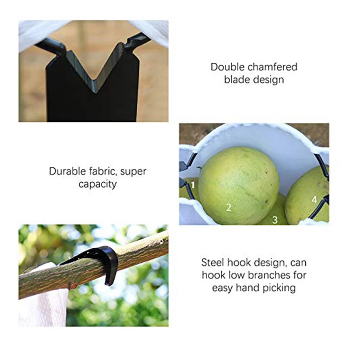 Metal Fruit Picker Orchard Gardening Apple Peach High Tree Picking Tool Big Fruit Catcher Collection Pouch Farm Garden Supplies