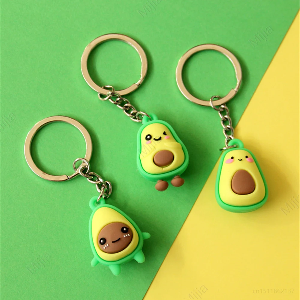 Cute Mini Avocado Doll Keychain Soft Rubber Fruit Bag Pendant DIY Children Backpack Accessories Gift Keyring for Keys