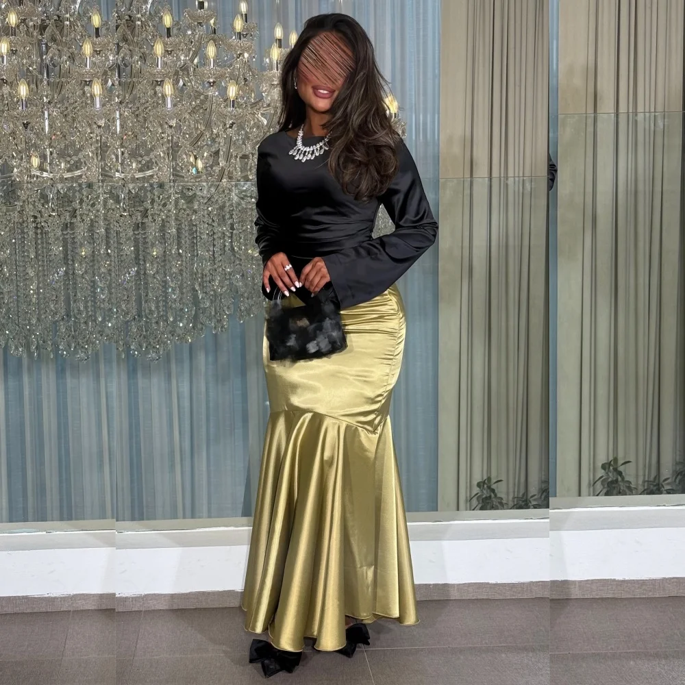 

Customized Pastrol Charmeuse Pleat Mermaid Scoop Neck Midi Dresses Bespoke Occasion Homecoming High Quality