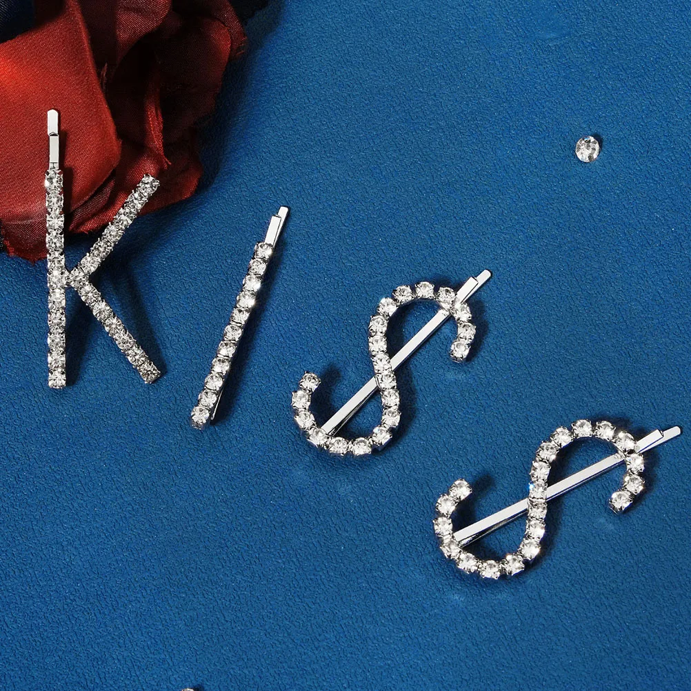 

1Set Decorative Letter Hair Clips Rhinestone Hair Barrettes for Women Girls Wedding Party Accessories Accessories for Women