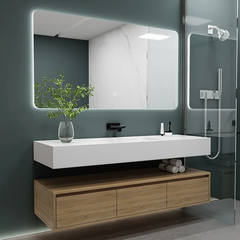 

Smart Modular Wall Hanging Modern Bathroom Vanity Glow with Stainless Steel Household Sink Cabinet