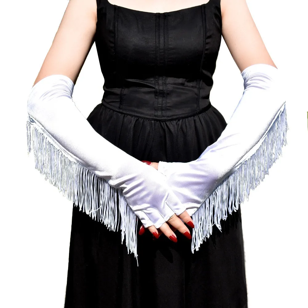 Costume Musical Lady Long Gloves Stretch Tassel Fringe Tassel Gloves Fashion Stage Dance Mittens Girls