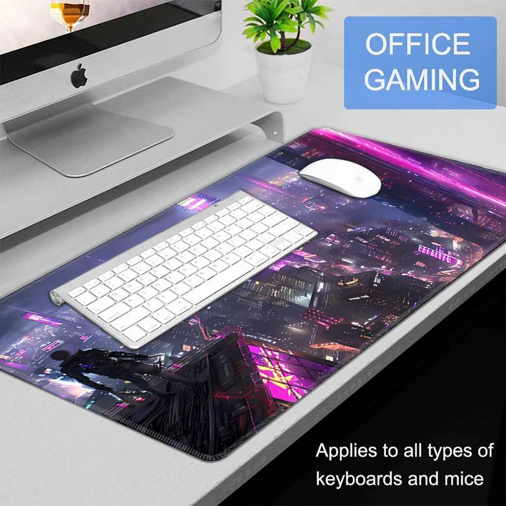 Cyber Punks Keyboard Pads Large Gaming Mouse Pad Anime Rubber Mat Cool Deskmat Desk Protector Mousepad Gamer Pc Accessories S27