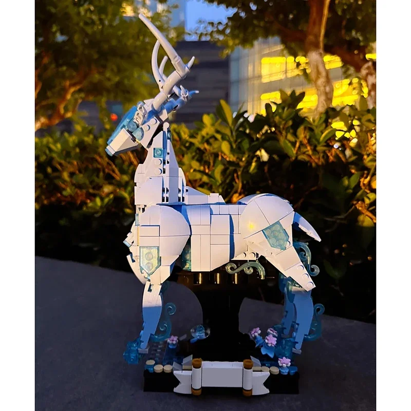 الإبداعية الأفلام المثالية 2in1 Expecto Patronum اللبنات ماجيك باترونوم الغزلان الذئب نموذج تجميع الطوب لعبة هدية للطفل الكبار