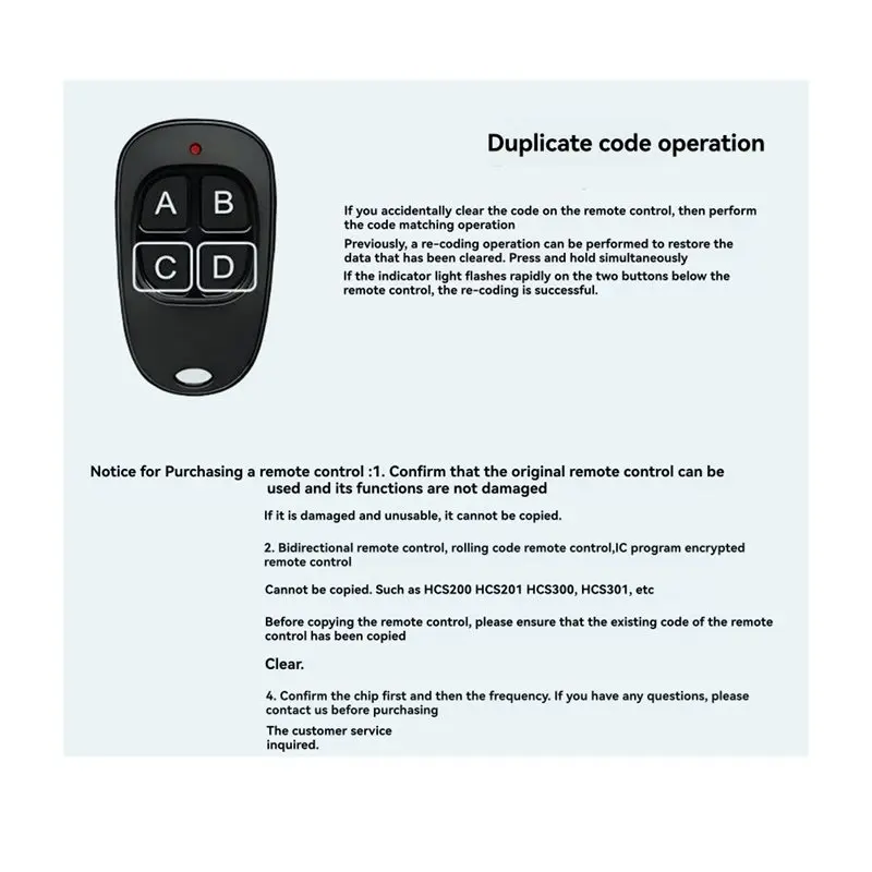 B27B Wireless 433Mhz Universal Garage Door Opener Remote Control 4-Button Key Duplicator Clone Electric Gate Transmitter
