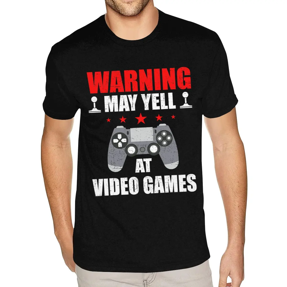 

Sport Warning May Yell At Video Games Gamer Gaming Tee Mens XXXL Short Sleeves Ultra Cotton Black O Neck Tee Shirt