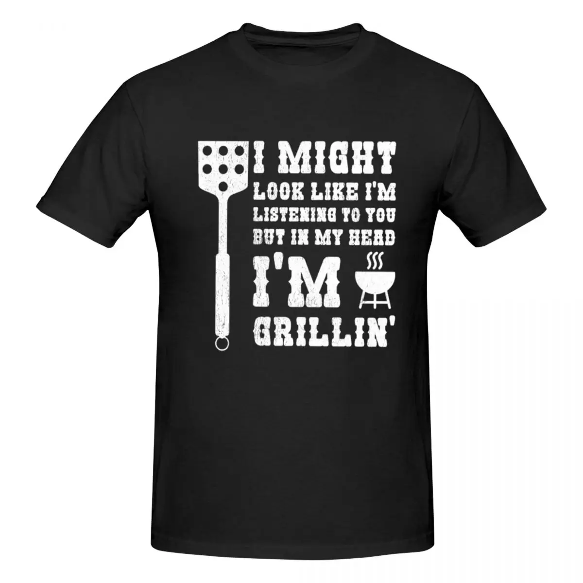 In My Head I'm Grilling Men T-Shirt Fashion Oversized T Shirts Men's O-Neck Cotton Tees Short Summer Male