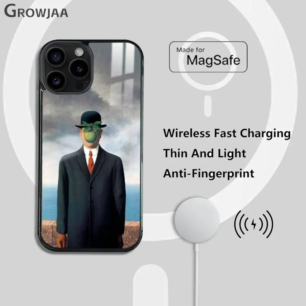 ريني ماغريت مجردة الفن جراب هاتف آيفون 17 16 15 14 13 12 11 برو ماكس بلس ميني ماجسيف مرآة اللاسلكية المغناطيسي فوندا #5