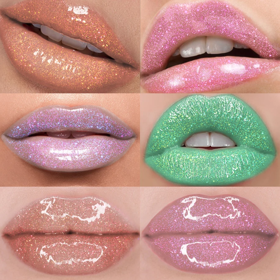 9 色ダイヤモンドシマーグリッターリップグロス保湿液体口紅パールカラーリップ釉薬セクシーなレッドピンクリップメイクアップギフト