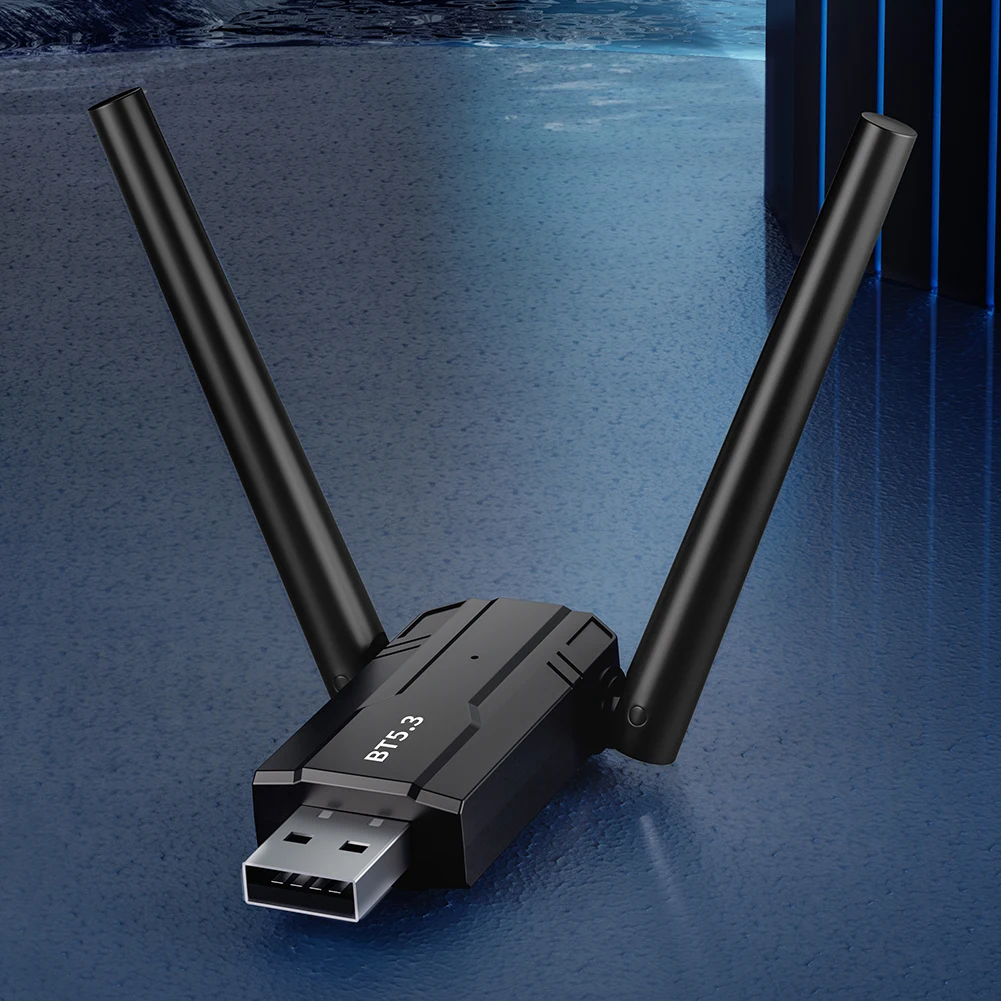 

Portable Audio Music Receiver Transmitter 3Mbps Bluetooth-Compatible 5.3 USB Adapter Dongle Dual Antenna Low Power Transmission
