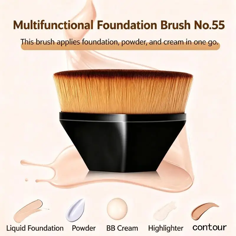 2Pcs Flat Top Foundation Brush With Soft Dense Bristles Perfect For Daily Makeup Liquid Foundation BB Cream With Storage Case