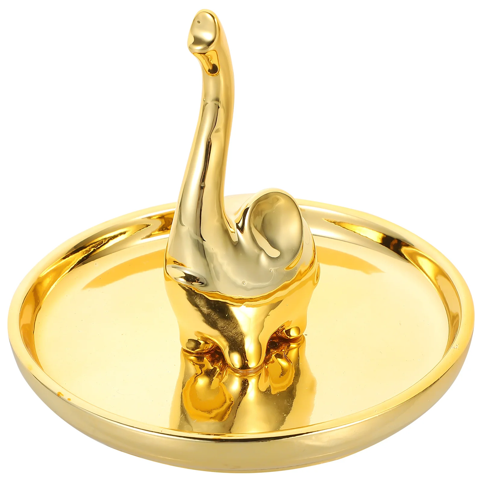 

Golden Elephant Ceramic Tray Jewelry Dish for Ring Earring Necklace Storage Decorative Desktop Home Decor Sundries Organizer