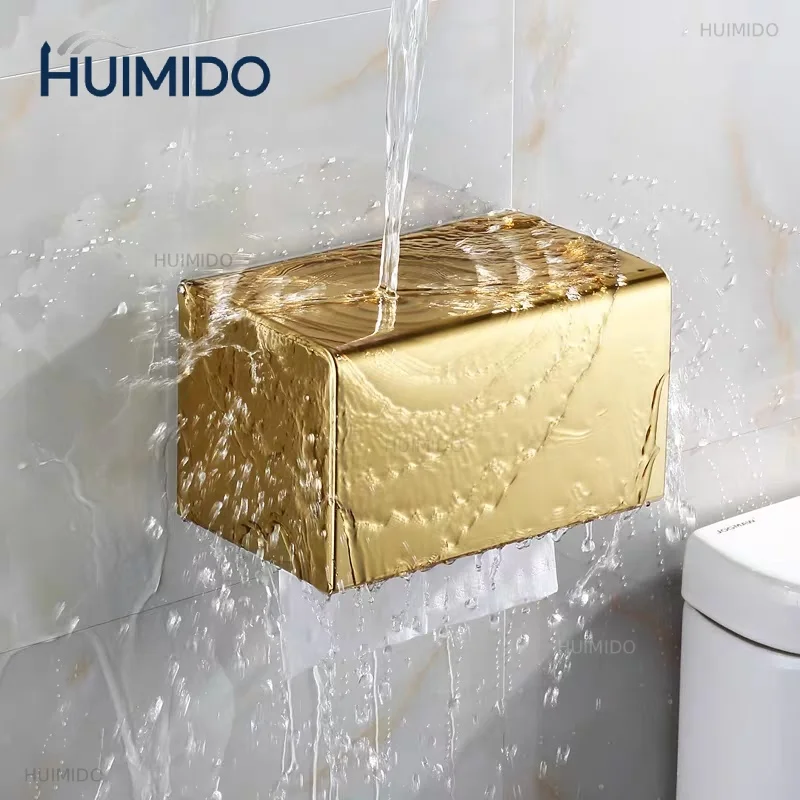 Gold Stainless Steel Toilet Paper Holder Black Waterproof Roll Paper Rack Bathroom Accessory Tissue Box Paper Towel Holder