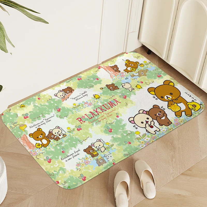 Carpet for Children's Room R-Rilakkumas Kids Bedroom Foot Mat Doormat Entrance Door Washable Non-slip Living Room Bathroom Rug