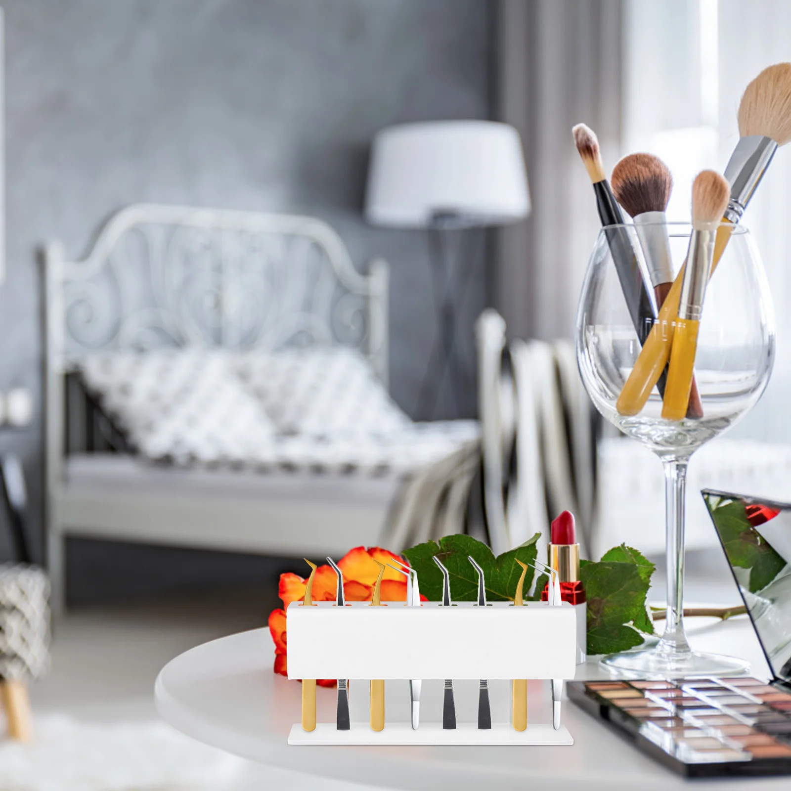 Portautensili per estensione ciglia, espositore per pinzette in acrilico a 8 slot per l'organizzazione ordinata della stazione di trucco