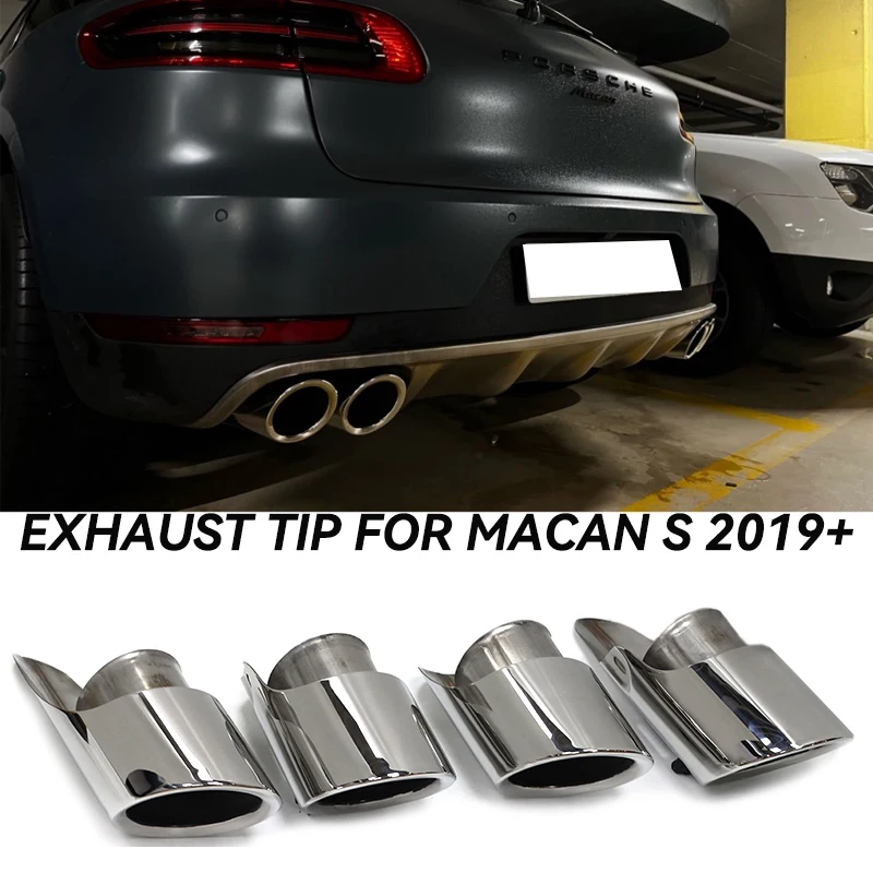 4 pcs/lot Car Exhaust Tip For 2014-2024 Porsche Macan S 2.9T 3.0T Tailpipe Exhaust Pipe Repalcement Nozzle Muffler Tip Tuning