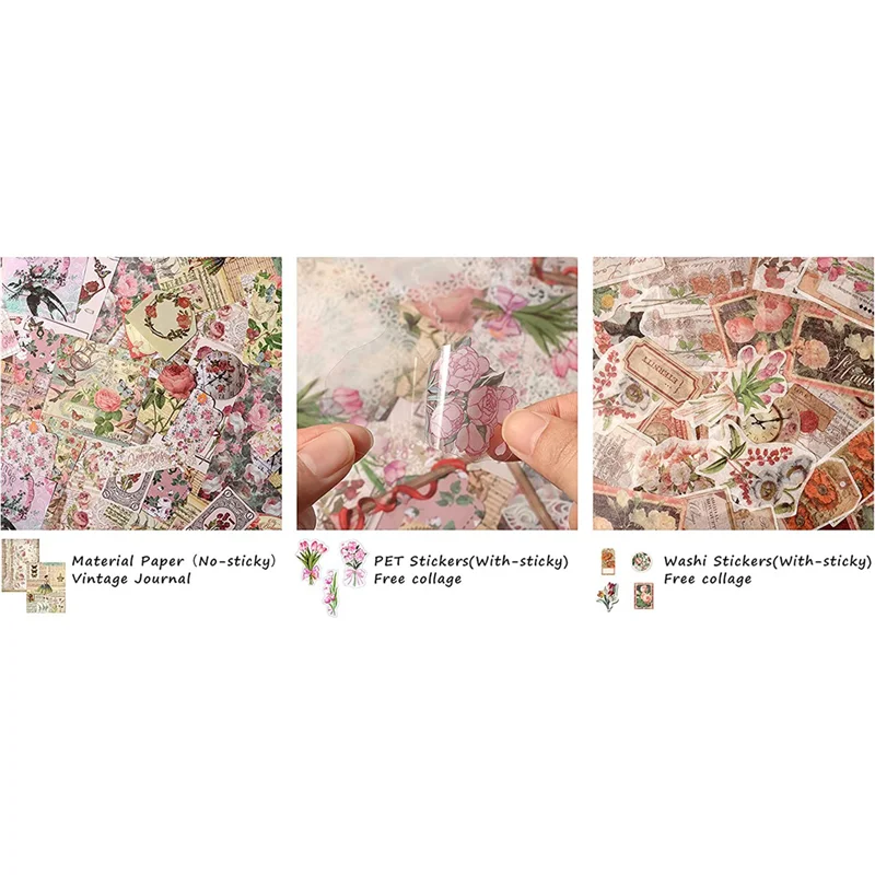 สติ๊กเกอร์ตกแต่งวินเทจ100ชิ้นสำหรับวารสารศิลปะขยะตกแต่งสวยงามภาพอัลบั้มภาพตัดปะแบบทำมือ