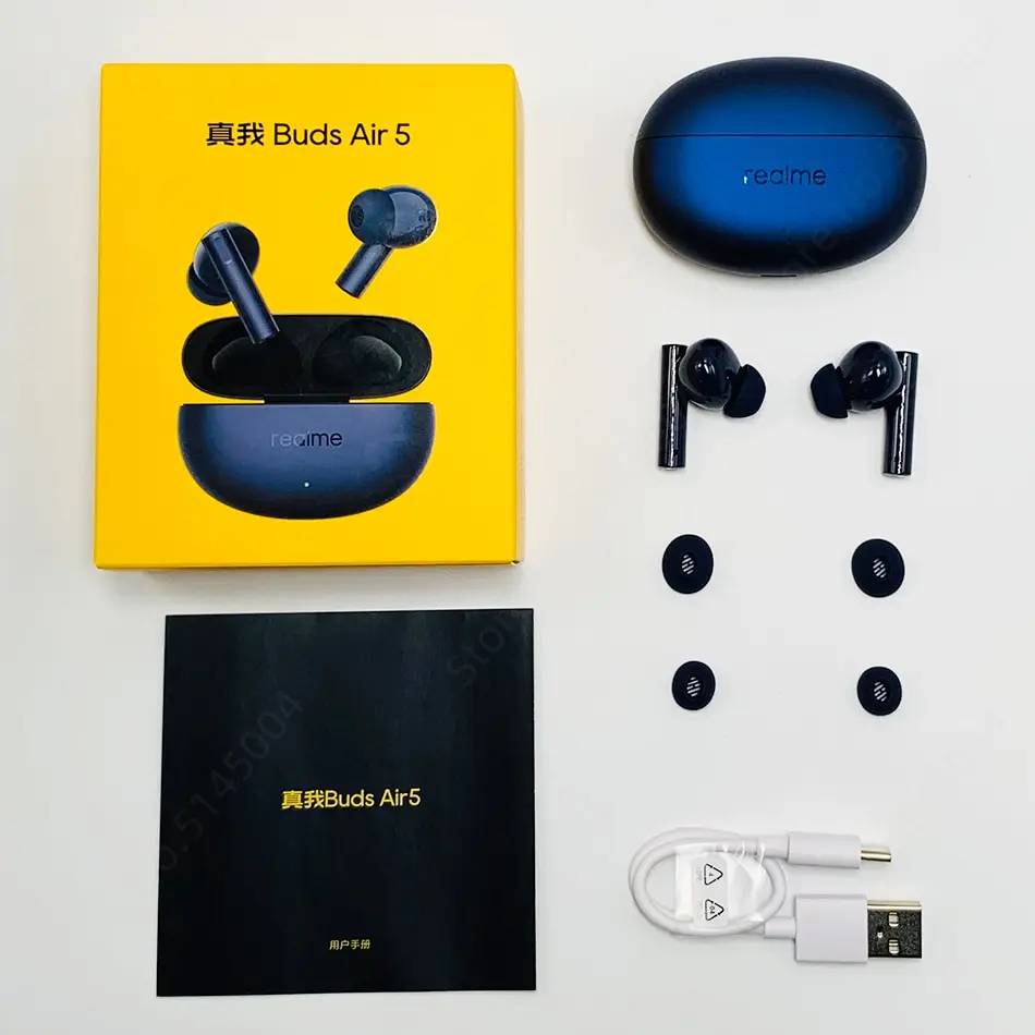 Global Version realme buds Air 5 TWS Earphone 50dB Active Noise Cancelling Bluetooth 5.3 38Hour Battery True Wireless Headphone