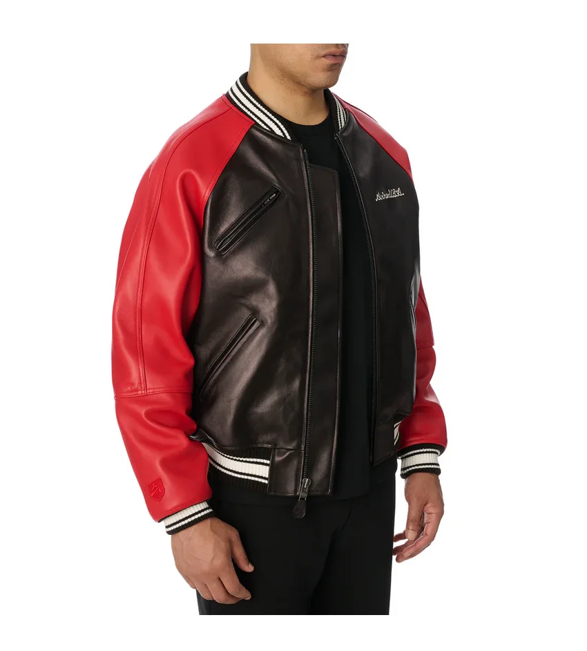 Avirex Nieuw Europa Antiek Schapenvacht Honkbal 100% Echt Leer Varsity Jacket Geborduurd Logo Mode Amerikaanse Maat Heren Jas Top