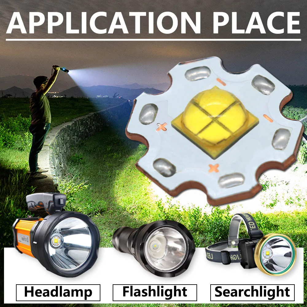 Ultra Bright LED Beads Korea LG Chip 20W DC12-13.5V 750-1500mA XPH70 2000LM LED Flashlight Lamp Beads Bicycle Fishing Headlamp