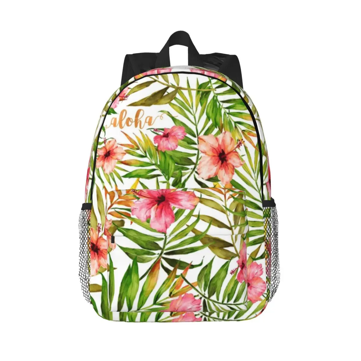 

Aloha Tropical Hawaiian Floral Watercolor For Girls Boys Large Capacity Student Backpack Lightweight waterproof Backpack 15inch