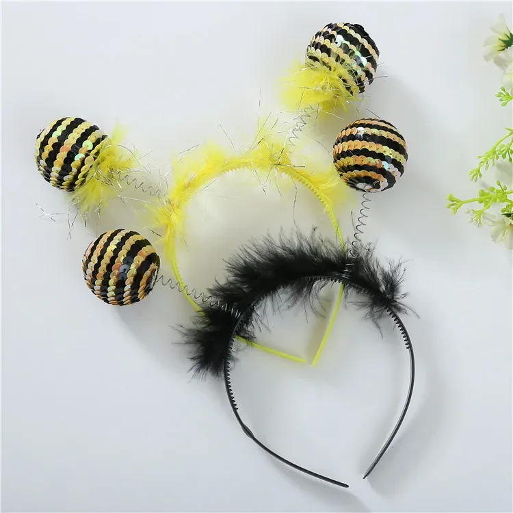 Adults Kids Plush UFO Monster Insect Alien Ball Bee Antenna Headband Gift  Birthday Party  Costume  Christmas Halloween