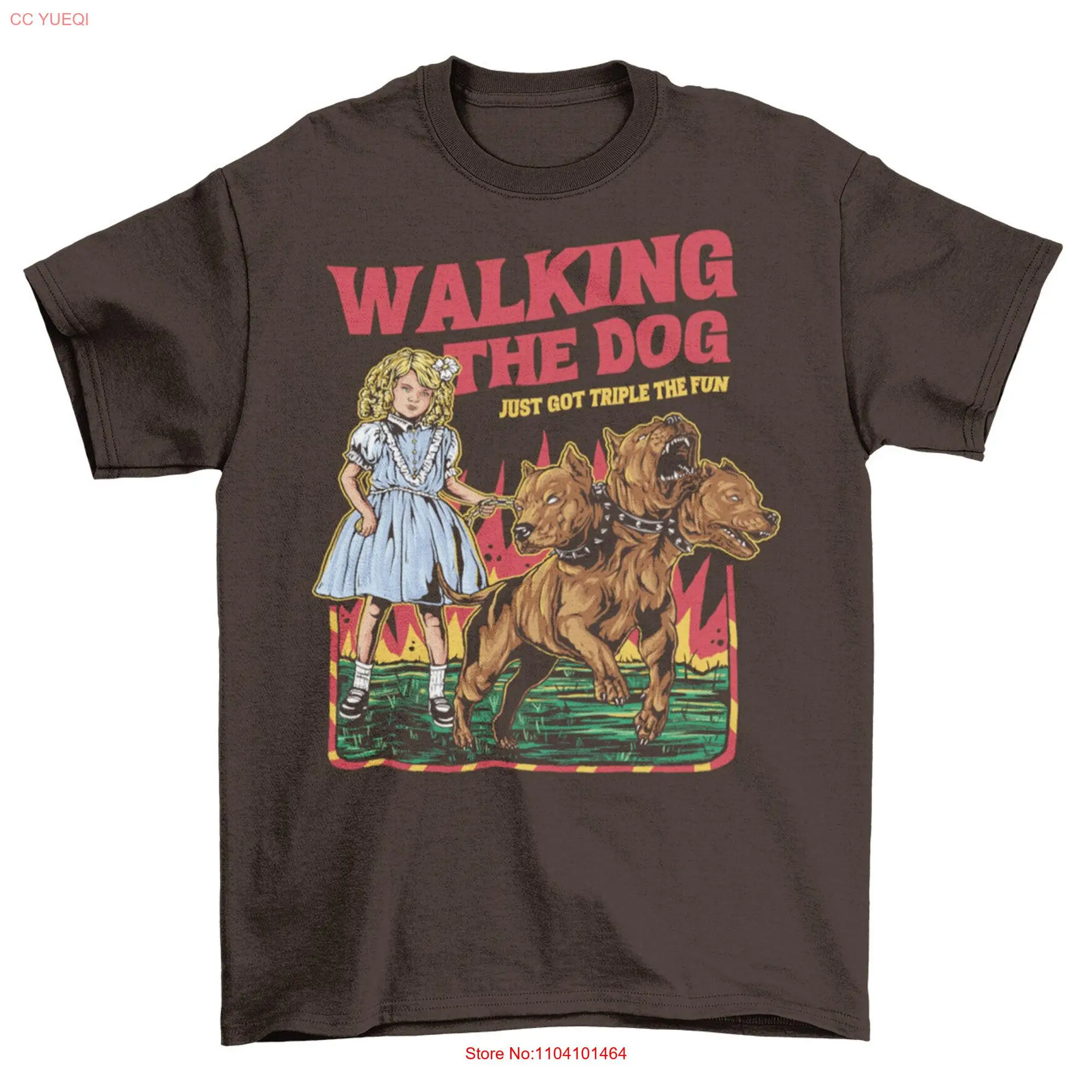 Walking The Dog Just Got Triple Fun Cerberus T Shirt long or short sleeves