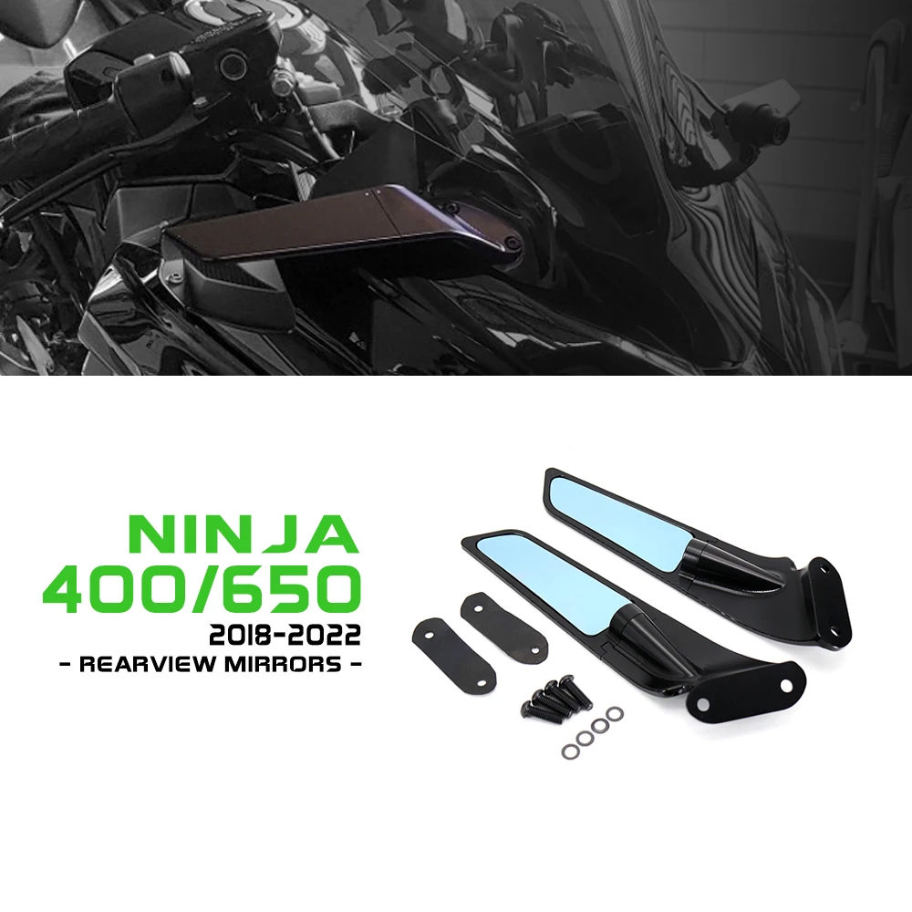 

Ninja 650 Accessories Motorcycle Stealth Mirrors for Kawasaki Ninja650 Ninja400 2018-2023 Adjustable Sports Winglets Aluminum